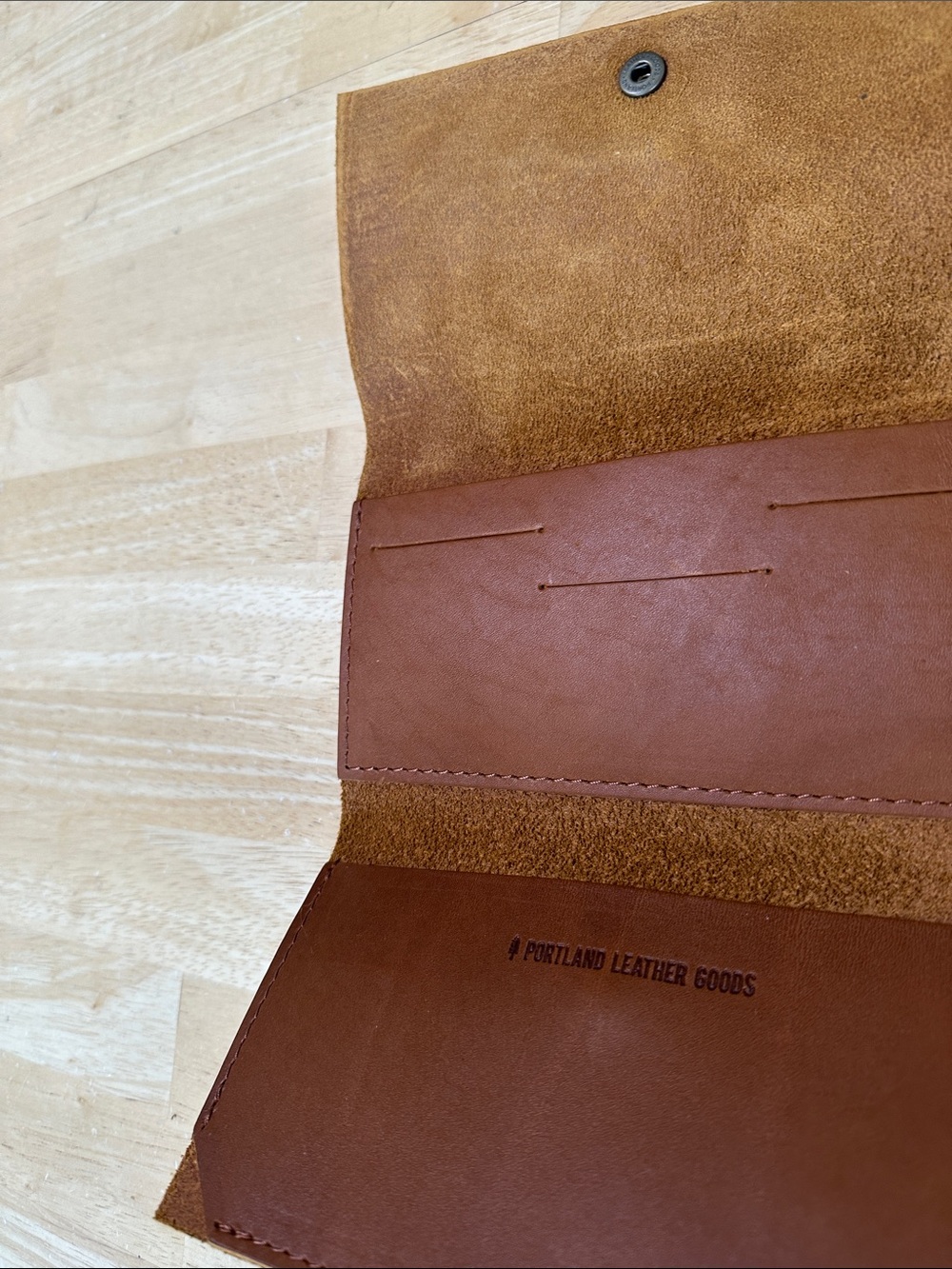 Portland Leather Burnt Sienna Leather Long Bifold Wallet - Picture 9 of 13